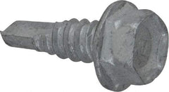 Buildex - 1/4", Hex Washer Head, Hex Drive, 3/4" Length Under Head, #3 Point, Self Drilling Screw - Steel - Americas Industrial Supply