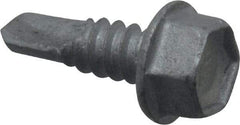 Buildex - 1/4", Hex Washer Head, Hex Drive, 3/4" Length Under Head, #3 Point, Self Drilling Screw - Steel - Americas Industrial Supply