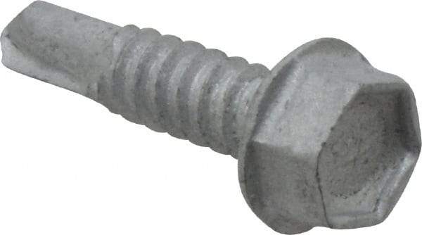 Buildex - 1/4", Hex Washer Head, Hex Drive, 1" Length Under Head, #3 Point, Self Drilling Screw - Steel - Americas Industrial Supply