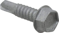 Buildex - 1/4", Hex Washer Head, Hex Drive, 1" Length Under Head, #3 Point, Self Drilling Screw - Steel - Americas Industrial Supply