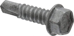 Buildex - 1/4", Hex Washer Head, Hex Drive, 1" Length Under Head, #3 Point, Self Drilling Screw - Steel - Americas Industrial Supply