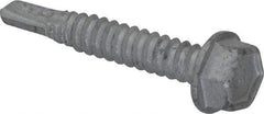Buildex - 1/4", Hex Washer Head, Hex Drive, 1-1/2" Length Under Head, #3 Point, Self Drilling Screw - Steel - Americas Industrial Supply
