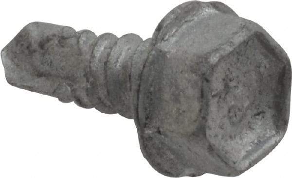 Buildex - #10, Hex Washer Head, Hex Drive, 1/2" Length Under Head, #3 Point, Self Drilling Screw - Steel - Americas Industrial Supply