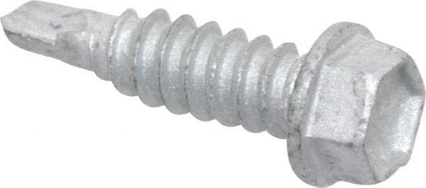 Buildex - 1/4", Hex Washer Head, Hex Drive, 7/8" Length Under Head, #1 Point, Self Drilling Screw - Steel - Americas Industrial Supply