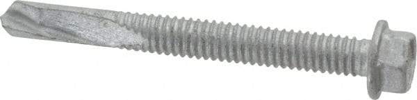 Buildex - #12, Hex Washer Head, Hex Drive, 2" Length Under Head, #5 Point, Self Drilling Screw - Steel - Americas Industrial Supply
