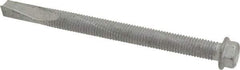 Buildex - 1/4", Hex Washer Head, Hex Drive, 3" Length Under Head, #5 Point, Self Drilling Screw - Steel - Americas Industrial Supply