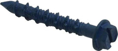 Made in USA - 3/16" Diam, 1-1/4" Length Under Head, Hex Drive, Concrete Screw & Masonry Fastener - Steel, Blue Climaseal Finish, Includes Drill Bit - Americas Industrial Supply