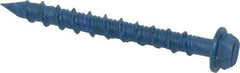 Made in USA - 3/16" Diam, 1-3/4" Length Under Head, Hex Drive, Concrete Screw & Masonry Fastener - Steel, Blue Climaseal Finish, Includes Drill Bit - Americas Industrial Supply