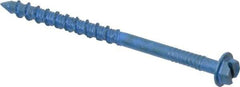 Made in USA - 3/16" Diam, 2-3/4" Length Under Head, Hex Drive, Concrete Screw & Masonry Fastener - Steel, Blue Climaseal Finish, Includes Drill Bit - Americas Industrial Supply