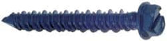 Made in USA - 1/4" Diam, 5" Length Under Head, Hex Drive, Concrete Screw & Masonry Fastener - Steel, Blue Climaseal Finish, Includes Drill Bit - Americas Industrial Supply