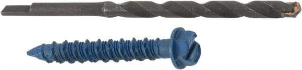 Made in USA - 1/4" Diam, 1-3/4" Length Under Head, Hex Drive, Concrete Screw & Masonry Fastener - Steel, Blue Climaseal Finish, Includes Drill Bit - Americas Industrial Supply