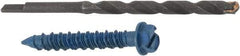 Made in USA - 1/4" Diam, 1-3/4" Length Under Head, Hex Drive, Concrete Screw & Masonry Fastener - Steel, Blue Climaseal Finish, Includes Drill Bit - Americas Industrial Supply