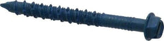Made in USA - 1/4" Diam, 2-1/4" Length Under Head, Hex Drive, Concrete Screw & Masonry Fastener - Steel, Blue Climaseal Finish, Includes Drill Bit - Americas Industrial Supply