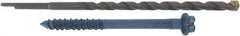Made in USA - 1/4" Diam, 3-1/4" Length Under Head, Hex Drive, Concrete Screw & Masonry Fastener - Steel, Blue Climaseal Finish, Includes Drill Bit - Americas Industrial Supply