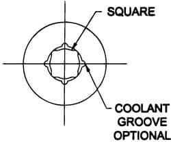 Parlec - 9/16" Tap Shank Diam, 0.421" Tap Square Size, 1/4" Pipe Tap, - 0.7" Projection, 1-1/4" Shank OD, Through Coolant, Series Numertap 700 - Exact Industrial Supply