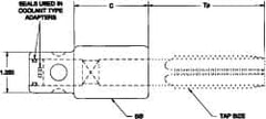 Parlec - 0.76" Tap Shank Diam, 0.57" Tap Square Size, 15/16" Tap, - 2-1/4" Projection, 1-1/4" Shank OD, Through Coolant, Series Numertap 770 - Exact Industrial Supply