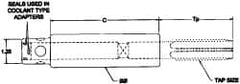 Parlec - 1.305" Tap Shank Diam, 0.979" Tap Square Size, 1-5/8" Tap, - 3.7" Projection, 1-1/4" Shank OD, Through Coolant, Series Numertap 770 - Exact Industrial Supply