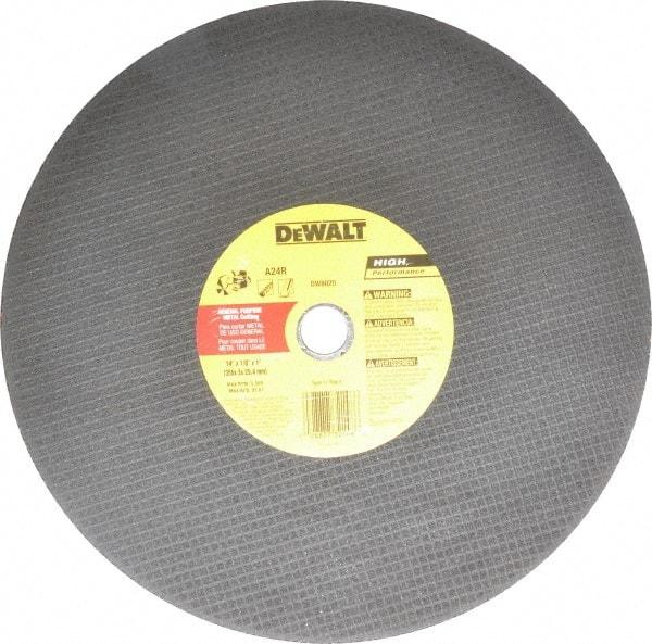 DeWALT - 14" Aluminum Oxide Cutoff Wheel - 1/8" Thick, 1" Arbor, 5,500 Max RPM, Use with Circular Saws - Americas Industrial Supply