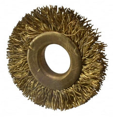 Value Collection - 1-1/4" OD, 3/8" Arbor Hole, Crimped Brass-Coated Steel Wheel Brush - 1/4" Face Width, 1/4" Trim Length, 0.012" Filament Diam, 20,000 RPM - Americas Industrial Supply