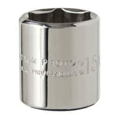 Proto - 1/4" Drive, Standard Hand Socket - 6 Points, 7/8" OAL, Alloy Steel, Chrome Finish - Americas Industrial Supply