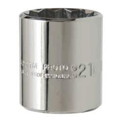 Proto - 3/8" Drive, Standard Hand Socket - 12 Points, 1-3/16" OAL, Chrome Vanadium, Chrome Finish - Americas Industrial Supply