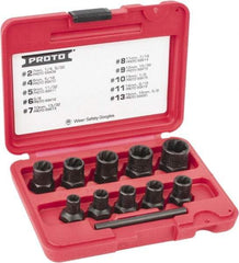 Proto - 10 Piece Socket/Wrench Bolt Extractor Set - Molded Plastic Case - Americas Industrial Supply