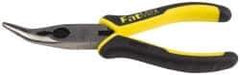 Stanley - 6-3/4" OAL, 1-13/16" Jaw Length x 11/16" Jaw Width, Long Nose Side Cutting Bent Nose Pliers - Serrated Jaw, Double Injection Molded Handles - Americas Industrial Supply