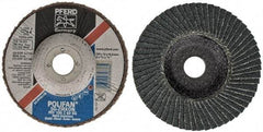 PFERD - 60 Grit, 4" Disc Diam, 5/8" Center Hole, Type 27 Zirconia Alumina Flap Disc - 15,300 Max RPM, Fiberglass Backing, Arbor Attaching System, Coated - Americas Industrial Supply