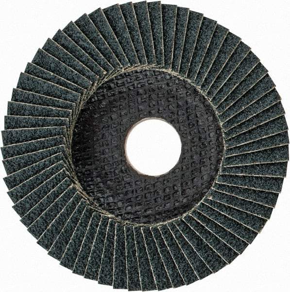 PFERD - 40 Grit, 4-1/2" Disc Diam, 7/8" Center Hole, Type 27 Zirconia Alumina Flap Disc - 13,300 Max RPM, Fiberglass Backing, Arbor Attaching System, Coated - Americas Industrial Supply