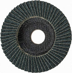 PFERD - 40 Grit, 4-1/2" Disc Diam, 7/8" Center Hole, Type 27 Zirconia Alumina Flap Disc - 13,300 Max RPM, Fiberglass Backing, Arbor Attaching System, Coated - Americas Industrial Supply