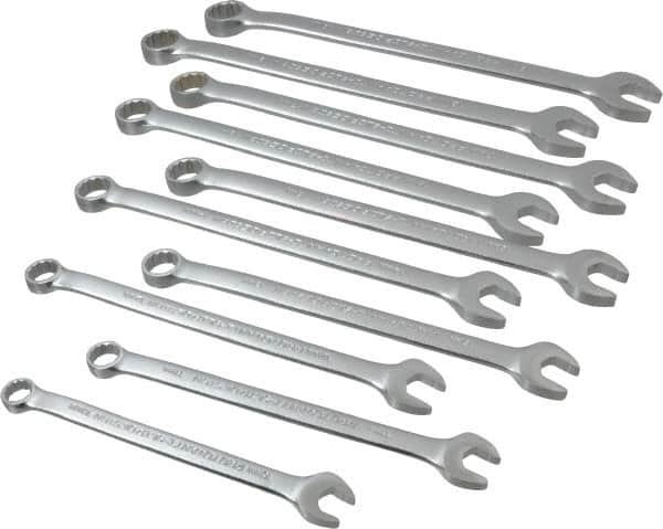 Proto - 10 Piece, 10mm to 19mm, 12 Point Combination Wrench Set - Metric Measurement Standard, Satin Chrome Finish, Comes in Nylon Roll - Americas Industrial Supply
