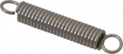 Made in USA - 1/4" OD, 10.27 Lb Max Load, 1.62" Max Ext Len, 0.041" Wire Diam Stainless Steel Extension Spring - 15.84 Lb/In Rating, 2.8 Lb Init Tension, 1-1/2" Free Length - Americas Industrial Supply
