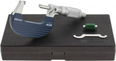Mitutoyo - 1 to 2" Range, 0.0001" Graduation, Mechanical Outside Micrometer - Ratchet Stop Thimble, Accurate to 0.0001" - Americas Industrial Supply