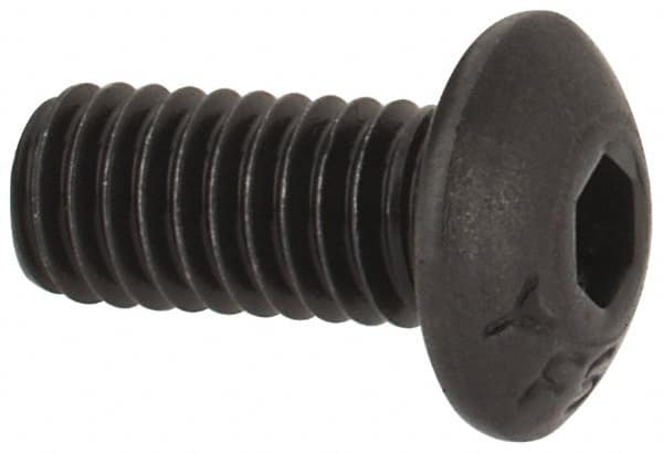 Value Collection - #8-36 UNF Hex Socket Drive, Button Screw - Alloy Steel, Black Oxide Finish, Fully Threaded, 3/8" Length Under Head - Americas Industrial Supply