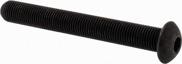 Value Collection - 3/8-24 UNF Hex Socket Drive, Button Screw - Alloy Steel, Black Oxide Finish, Fully Threaded, 3" Length Under Head - Americas Industrial Supply
