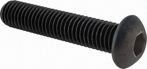 Value Collection - 1/2-13 UNC Hex Socket Drive, Button Screw - Alloy Steel, Black Oxide Finish, Fully Threaded, 2-1/2" Length Under Head - Americas Industrial Supply