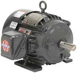 US Motors - 10 hp, TEFC Enclosure, No Thermal Protection, 3,520 RPM, 575 Volt, 60 Hz, Three Phase Premium Efficient Motor - Size 215 Frame, Rigid Mount, 1 Speed, Ball Bearings, 9.4 Full Load Amps, F Class Insulation, Reversible - Americas Industrial Supply