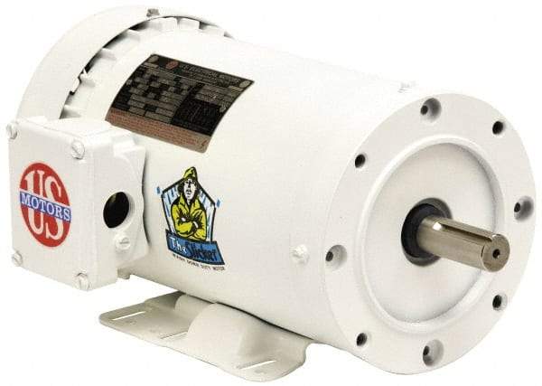 US Motors - 1 hp, TENV Enclosure, No Thermal Protection, 1,725 RPM, 208-230/460 Volt, 60 Hz, Three Phase Energy Efficient Motor - Size 143TC Frame, C-Face/Base Mount, 1 Speed, Ball Bearings, 3.3-3.2/1.6 Full Load Amps, F Class Insulation, Reversible - Americas Industrial Supply