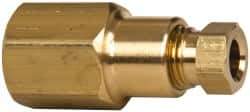 Parker - 1/4" OD, Brass Female Connector - 2,100 Max Working psi, 11/16" Hex, Comp x FNPT Ends - Americas Industrial Supply