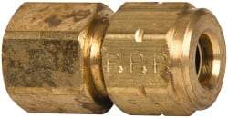 Parker - 1/4" OD, Brass Female Connector - 600 Max Working psi, 9/16" Hex, Comp x FNPT Ends - Americas Industrial Supply