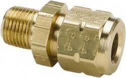 Parker - 3/8" OD, Brass Male Connector - 400 Max Working psi, 11/16" Hex, Comp x MNPT Ends - Americas Industrial Supply
