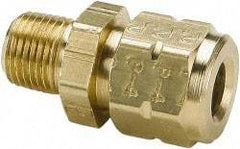Parker - 3/8" OD, Brass Male Connector - 400 Max Working psi, 11/16" Hex, Comp x MNPT Ends - Americas Industrial Supply