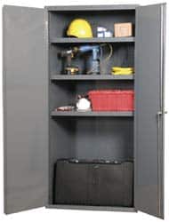 Durham - 4 Shelf Locking Storage Cabinet - Steel, 36" Wide x 18" Deep x 72" High, Gray - Americas Industrial Supply