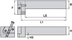 Kennametal - KGME, Left Hand, Indexable Grooving Tool Holder - 25.4mm Shank Height, 25.4mm Shank Width, 140.4mm OAL - Americas Industrial Supply