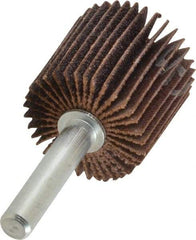 Norton - 1" Diam x 1" Face Width, Medium Aluminum Oxide Coated Mounted Flap Wheel - 1/4" Shank Mount, 80 Grit, Cloth Backing, 30,000 Max RPM - Americas Industrial Supply