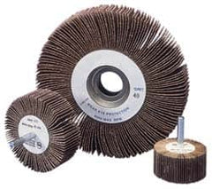 Norton - 2" Diam x 1/2" Face Width, Medium Aluminum Oxide Coated Mounted Flap Wheel - 1/4-20 Threaded Mount, 60 Grit, Cloth Backing, 23,000 Max RPM - Americas Industrial Supply
