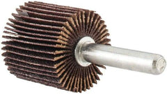 Norton - 1" Diam x 1" Face Width, Fine Aluminum Oxide Coated Mounted Flap Wheel - 1/4" Shank Mount, 120 Grit, Cloth Backing, 30,000 Max RPM - Americas Industrial Supply