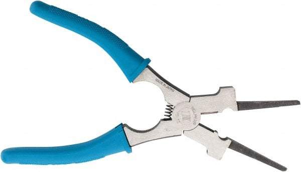 Harris Products - 8-1/2" OAL, 1-3/4" Jaw Length, Long Nose Side Cutting Welder's Pliers - Serrated Jaw, Needle Nose Head, Insulated Handles, with Spring - Americas Industrial Supply