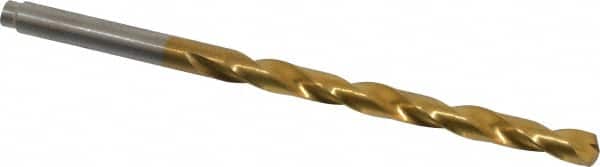 Hertel - 3/16" 135° Cobalt Jobber Drill - TiN Finish, Right Hand Cut, Spiral Flute, Straight Shank, 3-1/2" OAL, Split Point - Americas Industrial Supply