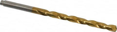 Hertel - 3/16" 135° Cobalt Jobber Drill - TiN Finish, Right Hand Cut, Spiral Flute, Straight Shank, 3-1/2" OAL, Split Point - Americas Industrial Supply